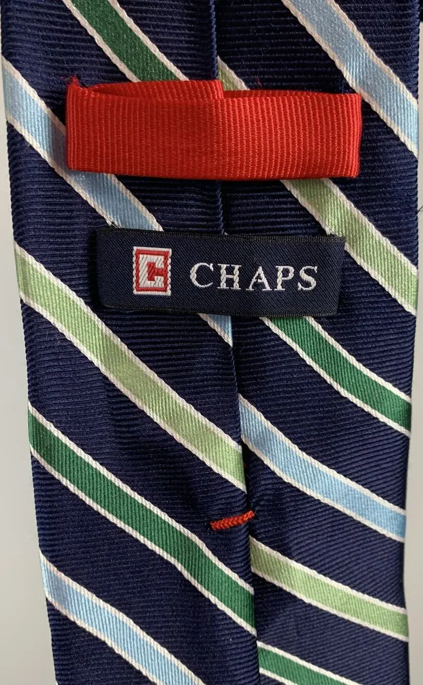 Chaps Ralph Lauren Men's Navy & Green Striped Tie
